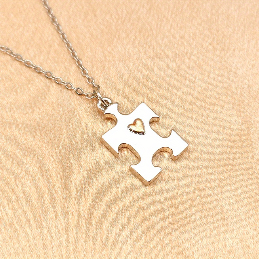 Creative Autism Puzzle Heart Shape Pendant Necklace — Meaningful Gift